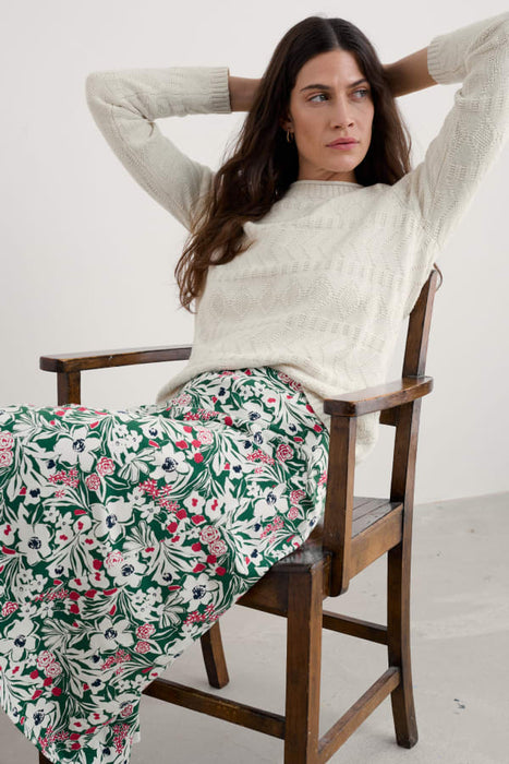 Seasalt Women's Rose A-Line Skirt In Garden Flowers Dark Forage