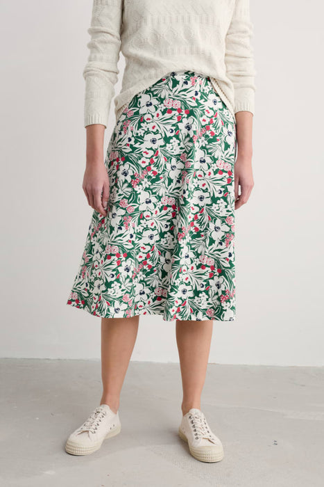 Seasalt Women's Rose A-Line Skirt In Garden Flowers Dark Forage