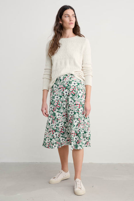Seasalt Women's Rose A-Line Skirt In Garden Flowers Dark Forage