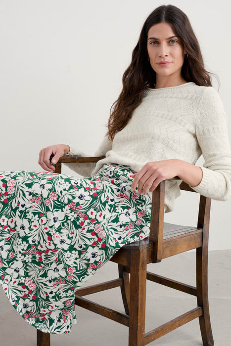 Seasalt Women's Rose A-Line Skirt In Garden Flowers Dark Forage