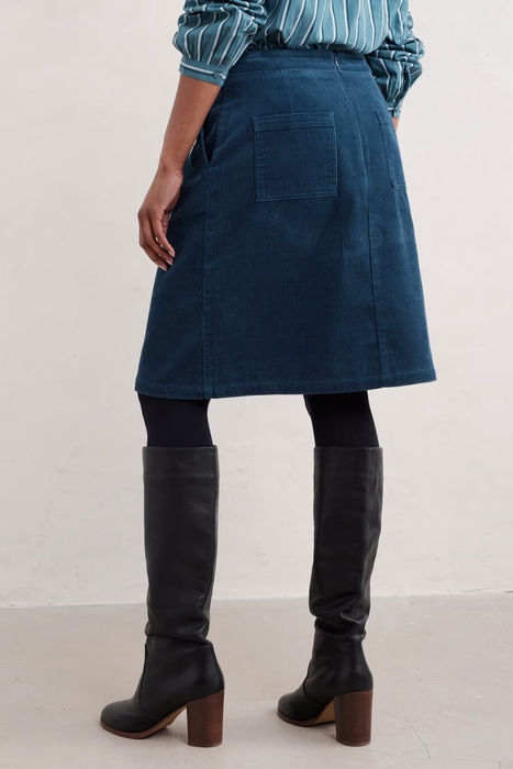 Seasalt Women's Dovetail A-Line Corduroy Skirt In Sea Cave