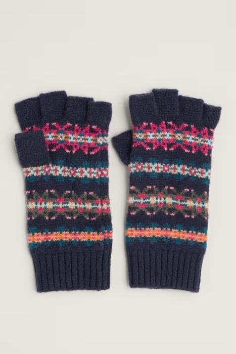 Seasalt Women's Mabyn Fingerless Fair Isle Gloves In Palace Cove Maritime Multi