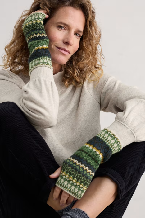 Seasalt Women's Malva Fingerless Mittens In Weaving Needle Grassland Mix