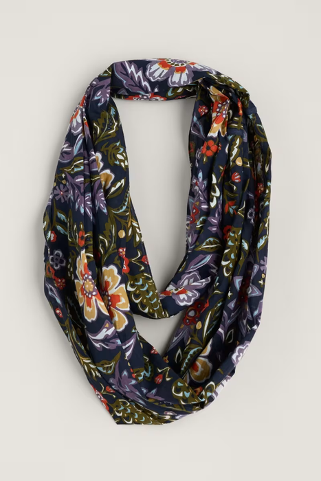 Seasalt Women's New Everyday Circle Scarf In Rustic Floral Maritime