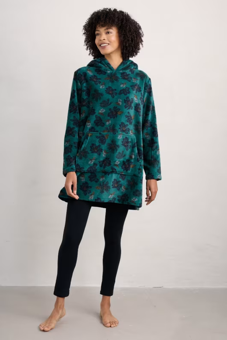 Seasalt Women's Snugsoft Hoodie In Camellia Collage Dark Jade