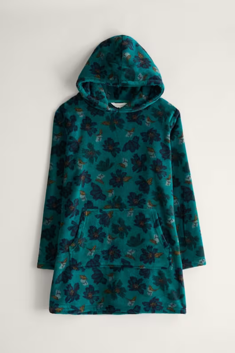 Seasalt Women's Snugsoft Hoodie In Camellia Collage Dark Jade