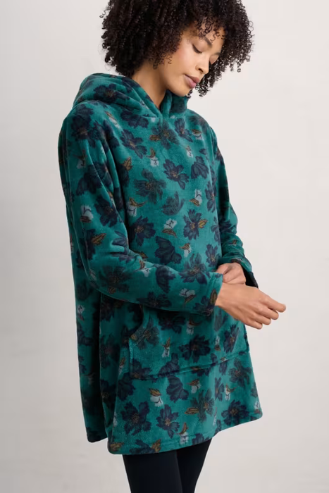 Seasalt Women's Snugsoft Hoodie In Camellia Collage Dark Jade