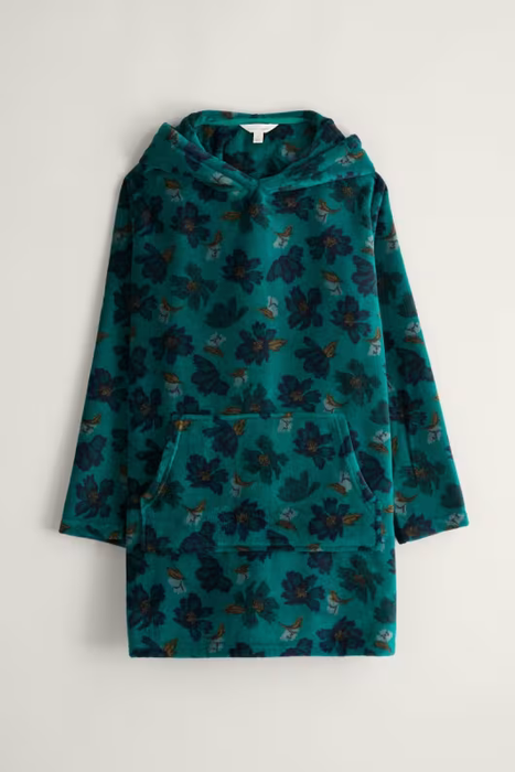 Seasalt Women's Snugsoft Hoodie In Camellia Collage Dark Jade