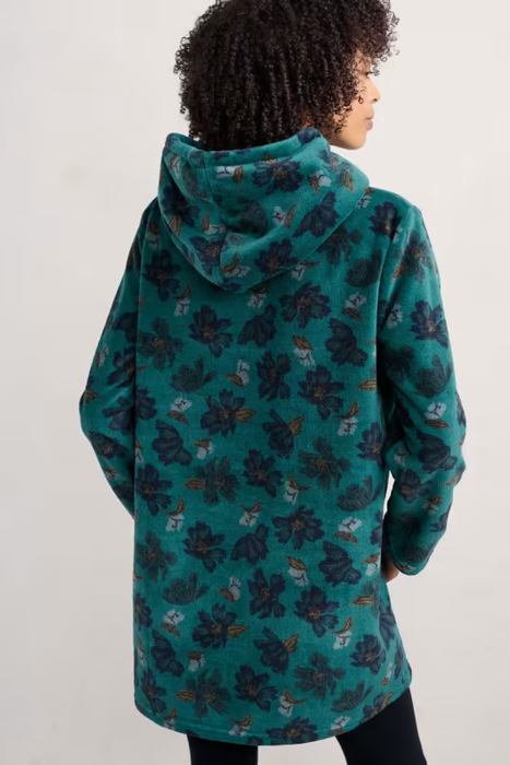 Seasalt Women's Snugsoft Hoodie In Camellia Collage Dark Jade