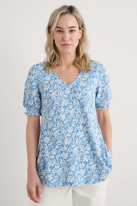 Great Plains Women's V-Neck Blouse In Cut Out Seaweed Clear Sky