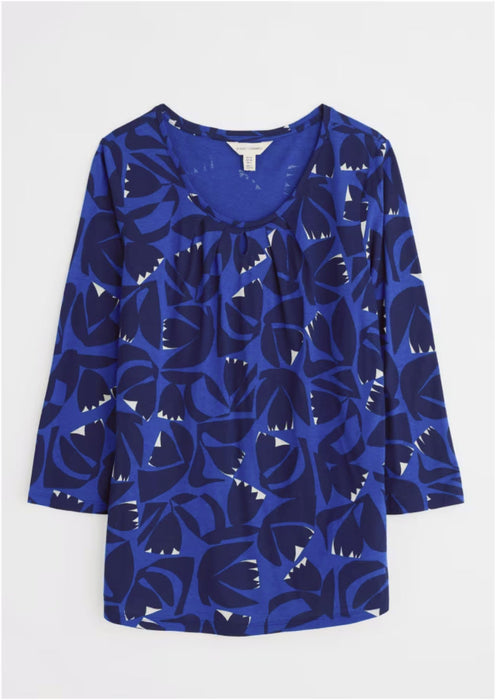 Seasalt Women's  Appletree 3/4 Sleeve Top In Floral Cutout Ink