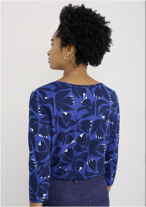 Seasalt Women's  Appletree 3/4 Sleeve Top In Floral Cutout Ink