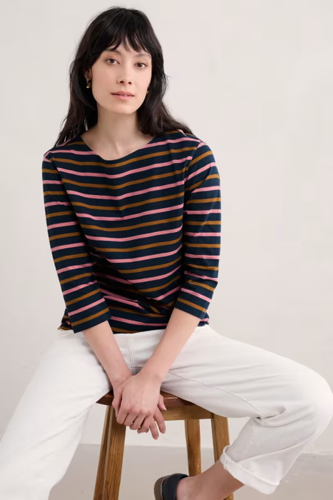 Seasalt Women's Sailor Shirt In Duet Breton Maritime Grain