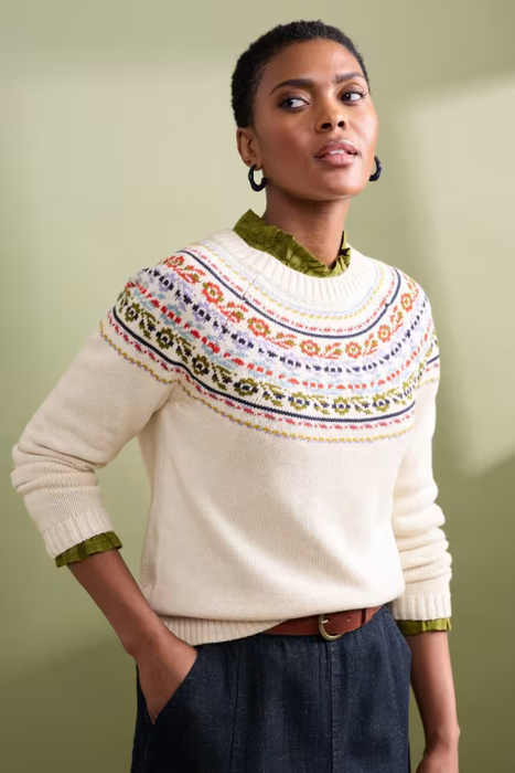 Seasalt Women's Stitch Work Jumper In Tapestries Chalk Multi