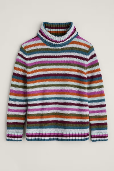 Seasalt Women's Braque Striped Jumper With Wool In Interplay Wild Orchid