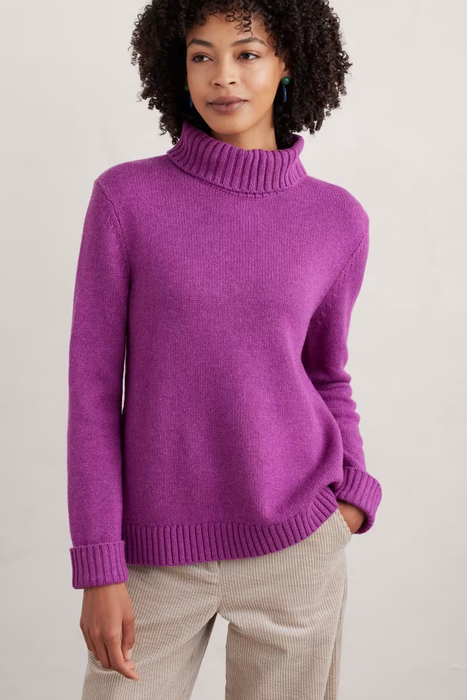 Seasalt Women's Braque Lambswool Blend Roll Neck Jumper In Wild Orchid