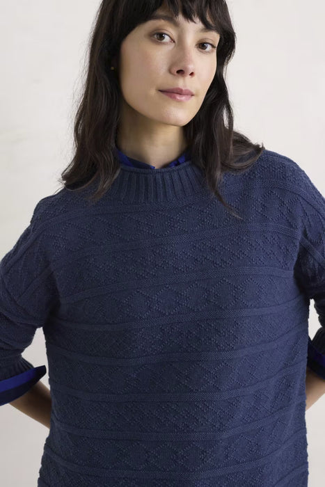 Seasalt Women's Penkestle Knitted Jumper Contains Recycled Cotton In Maritime