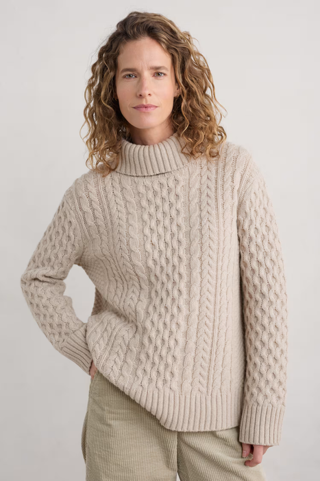 Seasalt Women's Pine Forest Cable Knit Merino Jumper In Aran