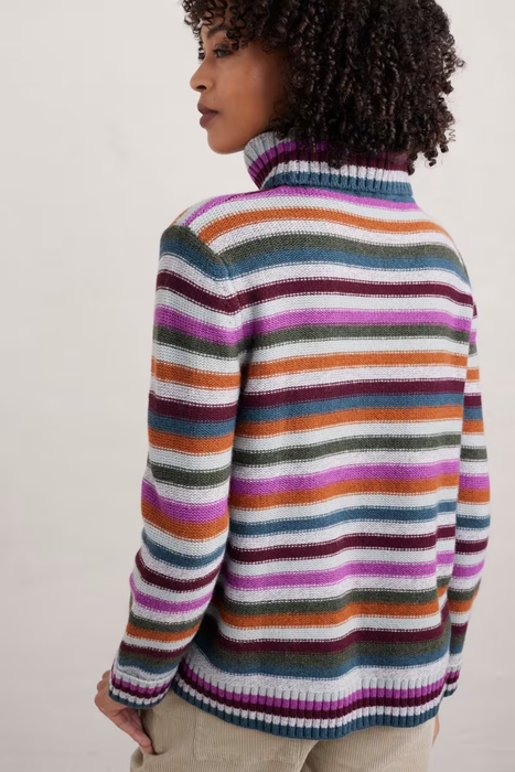 Seasalt Women's Braque Striped Jumper With Wool In Interplay Wild Orchid