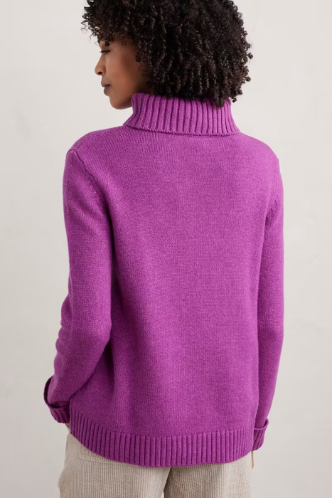 Seasalt Women's Braque Lambswool Blend Roll Neck Jumper In Wild Orchid