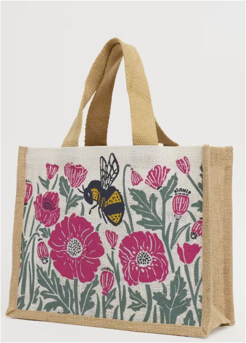 Seasalt Cute Jute Bag In Poppyfield Buzzy Bee Radish