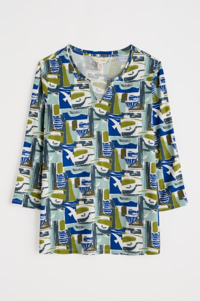 Seasalt Women's 3/4 Kellow Top In Windowscape Sketch Chalk