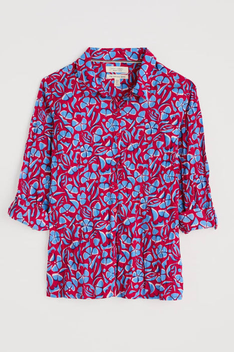 Seasalt Women's Larissa Shirt in GOTS-Certified Organic Cotton In Collaged Floral Scarlet