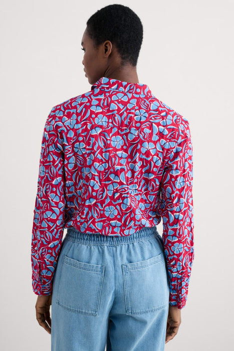 Seasalt Women's Larissa Shirt in GOTS-Certified Organic Cotton In Collaged Floral Scarlet