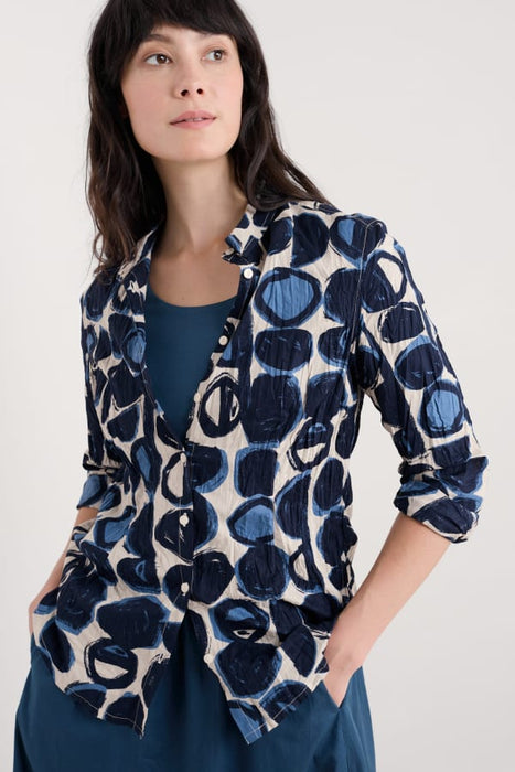 Seasalt Women's Larissa Shirt in GOTS-Certified Organic Cotton In Pebble Monoprint Aran