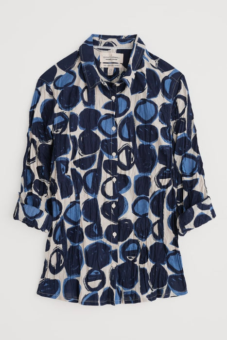 Seasalt Women's Larissa Shirt in GOTS-Certified Organic Cotton In Pebble Monoprint Aran