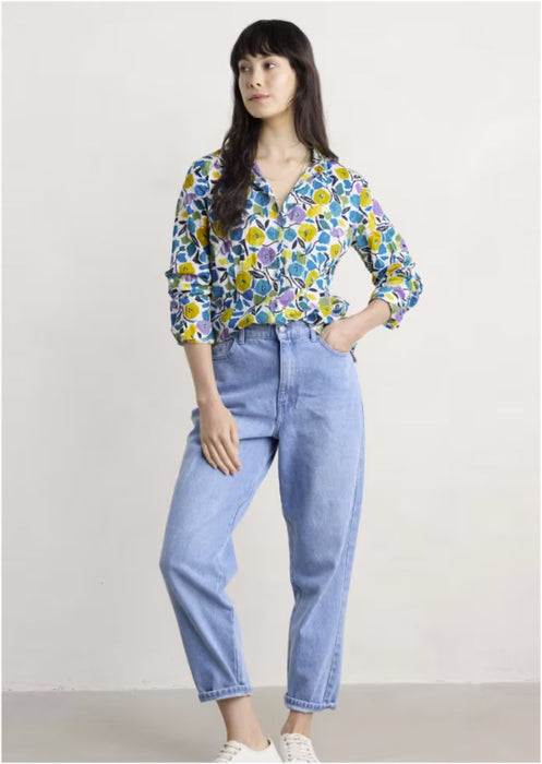 Seasalt Women's Larissa Shirt in GOTS-Certified Organic Cotton In Zennor Blooms Chalk