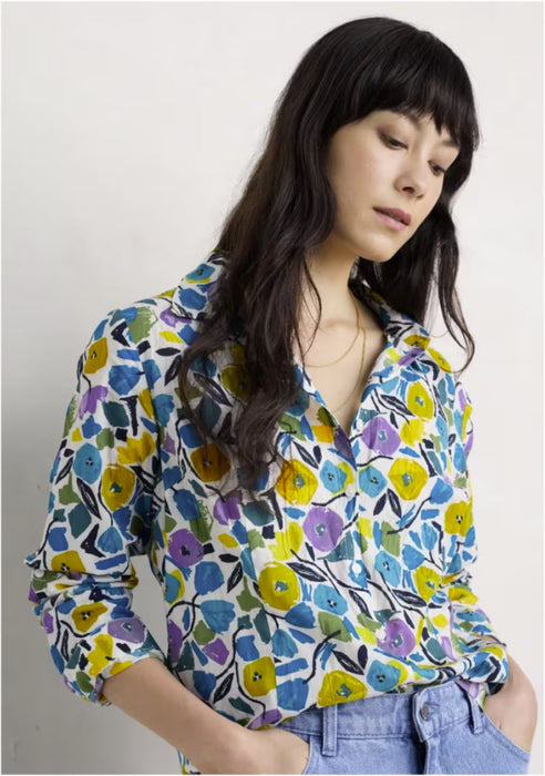 Seasalt Women's Larissa Shirt in GOTS-Certified Organic Cotton In Zennor Blooms Chalk