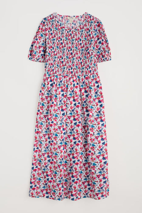 Seasalt Women's Meadowsweet Short Sleeve Dress In Parasol Floral Chalk