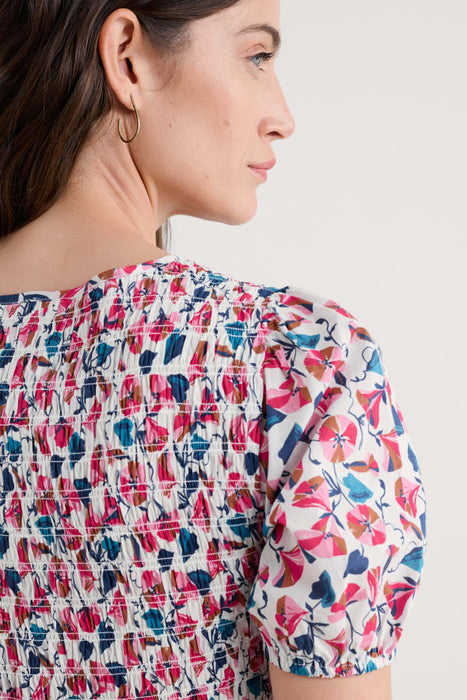 Seasalt Women's Meadowsweet Short Sleeve Dress In Parasol Floral Chalk