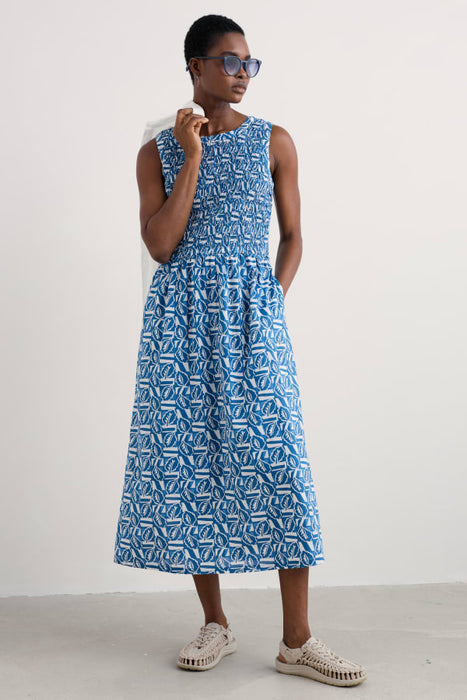Seasalt Women's Meadowsweet Sleeveless Dress in GOTS-Certified Organic Cotton In Leaf Patch Sailor