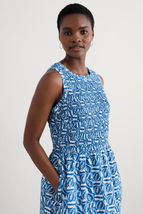 Seasalt Women's Meadowsweet Sleeveless Dress in GOTS-Certified Organic Cotton In Leaf Patch Sailor