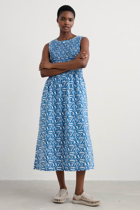 Seasalt Women's Meadowsweet Sleeveless Dress in GOTS-Certified Organic Cotton In Leaf Patch Sailor
