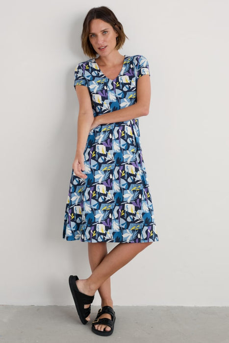 Seasalt Women's Pier View Jersey Dress In Papercut Shapes Maritime