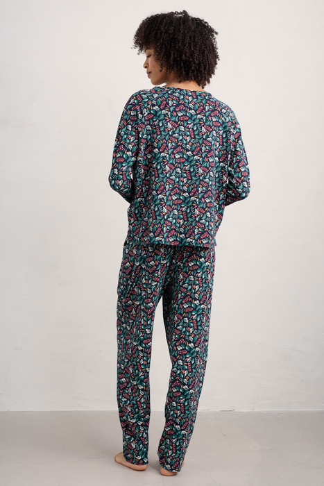 Seasalt Women's Setting Sun Pyjamas In Sunlit Leaves Dark Jade