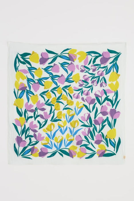 Seasalt Women's May Garland Square In Collaged Tulips Border Chalk