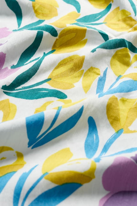 Seasalt Women's May Garland Square In Collaged Tulips Border Chalk