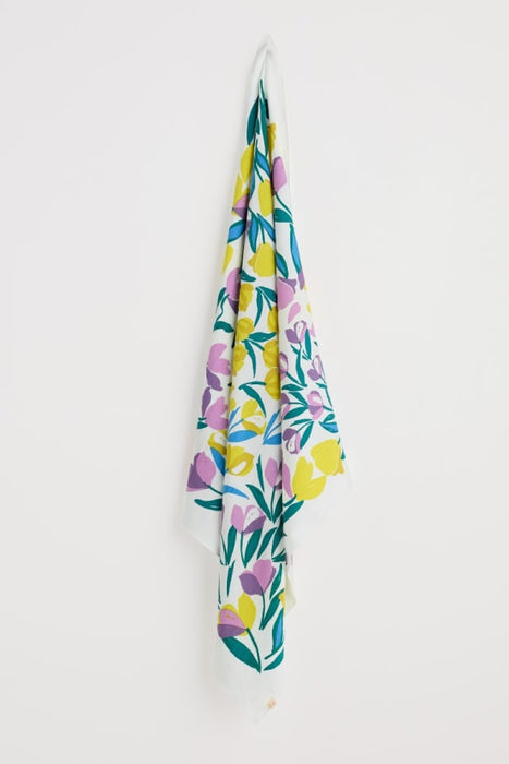 Seasalt Women's May Garland Square In Collaged Tulips Border Chalk