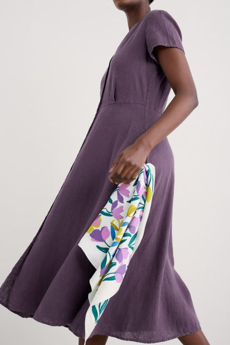 Seasalt Women's May Garland Square In Collaged Tulips Border Chalk