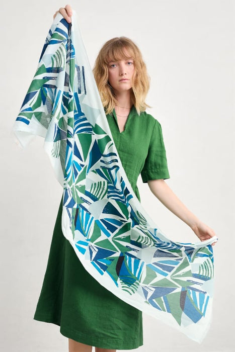 Seasalt Women's Summer Circle Scarf In Spinnaker Border Hedgerow