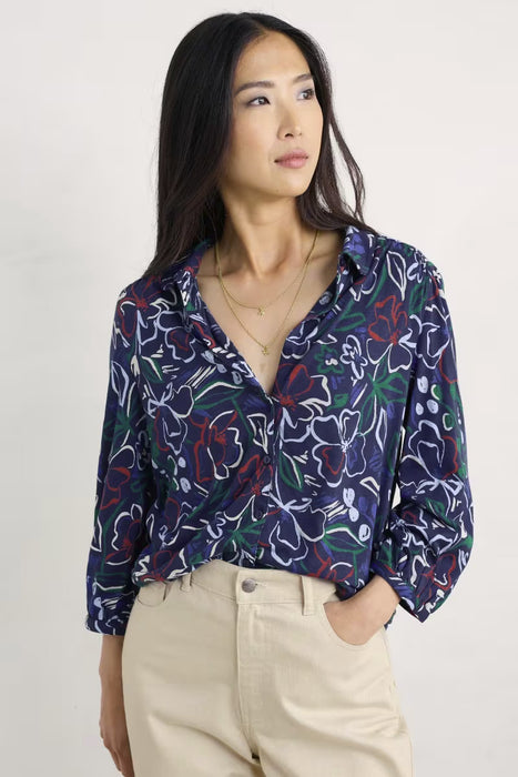 Seasalt Women's Embrace 3/4 Sleeve Jersey Shirt In Painters Garden Mix