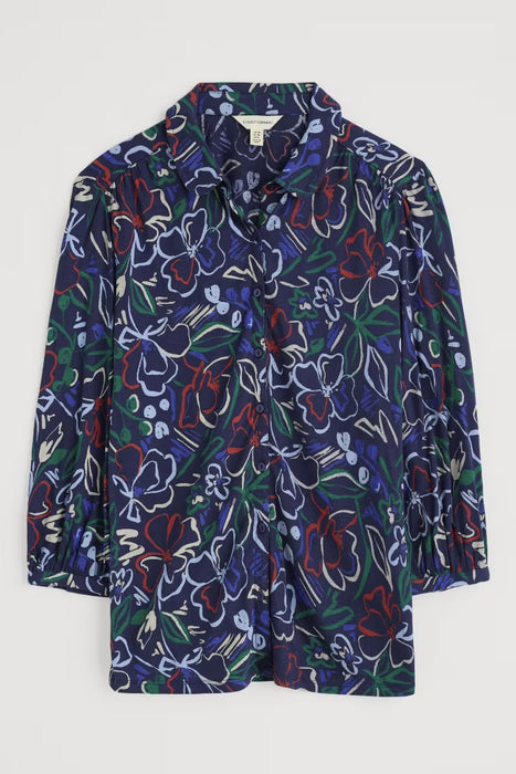 Seasalt Women's Embrace 3/4 Sleeve Jersey Shirt In Painters Garden Mix