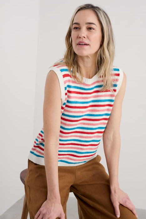 Seasalt Women's Knavock Cotton-Linen Knitted Vest In Mini Cornish Pink Sky Mix