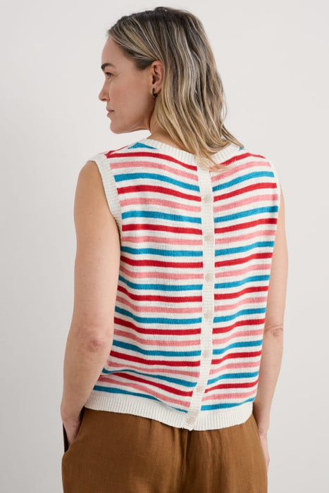 Seasalt Women's Knavock Cotton-Linen Knitted Vest In Mini Cornish Pink Sky Mix