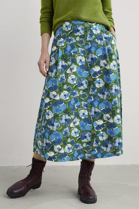 Seasalt Women's Swallow Hill Printed A-Line Skirt In Paper Hellebores Forest Green