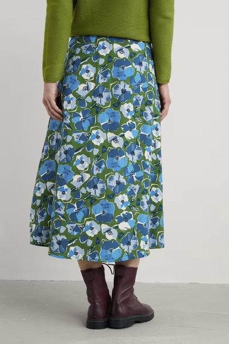 Seasalt Women's Swallow Hill Printed A-Line Skirt In Paper Hellebores Forest Green